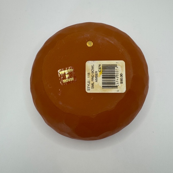 Martha Sturdy amber acrylic bowl in metal stand. Rare artist marked piece. - Picture 11 of 12